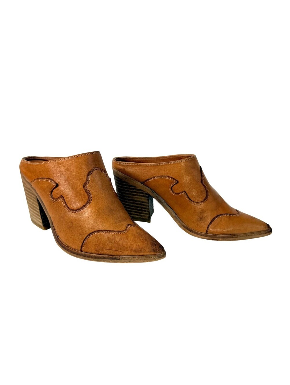 Silent D Mopat Leather Western Mule Heels Anthropologie EU 36 US 6